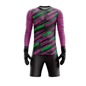 Conjunto de Portero Slashed Band, Jersey de Manga Larga con Cuello Redondo y Pantalones Cortos para Hombre, Sublimado, Ecológico, de Secado Rápido, en Poliéster, para Fútbol - Product Image 1