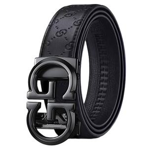 Ceinture en cuir véritable de première qualité pour hommes, boucle automatique en métal noir et or en forme de G, fabrication de qualité supérieure, vente en gros - Product Image 1