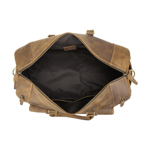Sac de sport vintage Roziv en cuir véritable, sac de voyage léger 36-55L avec compartiment à chaussures et fermeture éclair - Product Image 2