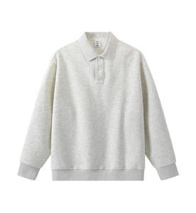 Men's Oversized Knitted Pullover Sweatshirt Solid Color Button Up Collar Long Sleeve Casual Autumn Wear with distress embroidery - Product Image 5