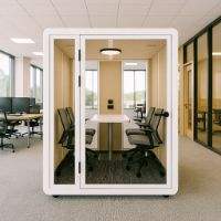 Cabina Telefónica Acústica Moderna Hipod HEX para Oficina con Marco de Aluminio, Iluminación LED y Patas Metálicas - Diseño Contemporáneo para Uso en Oficina - Product Image 1