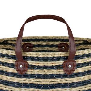 Cesta de mimbre beige y negra con asas, cesta de almacenamiento hecha a mano, venta al por mayor, ecológica, hecha en Vietnam - Product Image 6