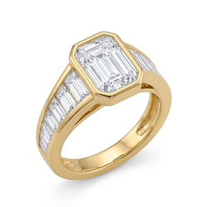 Lab Created Diamond Engagement Ring Emerald Cut 10K Solid Gold IGI Certified Women Wedding Custom Design Anniversary Gift - Product Image 2