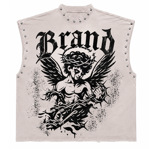 Eyre Sports Wear | Customized Oversized <b>Rhinestone</b> Cropped Tank <b>Top</b> 100% Cotton Sleeveless T Shirt For Unisex Regular Wear - Product Image 1