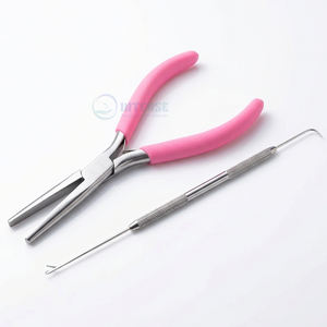 Pinzas de Precisión Quirúrgicas INTENSE de Alta Calidad, 7 Pulgadas, para Extensiones de Cabello, Punta Larga y Plana, Mango Rosa, Ligeras, Reutilizables - Product Image 4