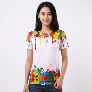 เสื้อยืดแขนสั้นทรงเข้ารูปสำหรับผู้ชาย พิมพ์ลายสาดสีสันสดใส คอกลม สวมใส่สบาย ระบายอากาศได้ดี ผลิตจากผ้าถัก - Product Image 5