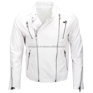 OEM 2025 Premium Pearl White Men's Motorbike Leather <b>Jacket</b> Low Moq Custom-Made High Quality Wholesale Leather Fashion <b>Jackets</b> - Product Image 1