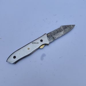 Cuchillo Plegable de Acero de Damasco Hecho a Mano de Alta Calidad con Mango de Acero, Cuchillo de Bolsillo Utilitario para Supervivencia al Aire Libre - Product Image 5