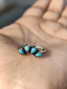 925 Sterling Silver <b>Turquoise</b> <b>Ring</b> Teardrop Stackable Handmade <b>Ring</b> for Women Southwest Style Jewelry - Product Image 6