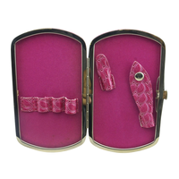 KOUNAIN Ensemble de manucure et pédicure professionnel 6 pièces personnalisable Cœurs roses Acier inoxydable Cuir synthétique Boîte luxueuse