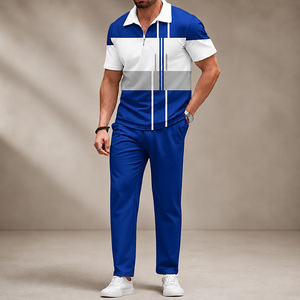 Conjunto Deportivo Polo Sublimado con Cierre de Cremallera, Personalizado, de Secado Rápido, Estilo Urbano, Informal, de Verano, de 2 Piezas, con Bloques de Color - Product Image 6