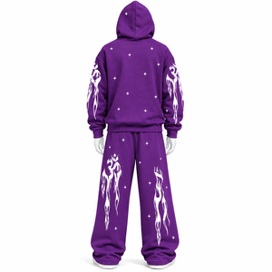 Conjunto de chándal de forro polar grueso personalizado al por mayor, sudadera con capucha y pantalones de chándal con estampado puff estilo streetwear, a la venta, fabricado por AMSEC IND - Product Image 2