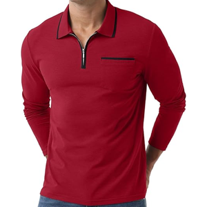 Polo pour homme – T-shirt classique élégant à manches longues et col zippé pour le golf - Product Image 2
