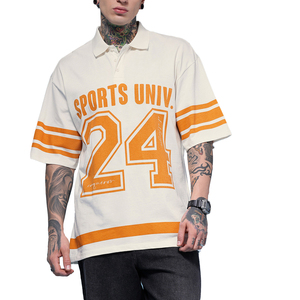 เสื้อโปโลผู้ชายสไตล์สปอร์ต พิมพ์ลายสกรีนตามสั่ง แขนสั้น ทรงโอเวอร์ไซส์ เสื้อผ้ากีฬาพิมพ์ลาย ผ้าฝ้ายลำลอง เสื้อโปโลสำหรับกิจกรรมกลางแจ้งสำหรับผู้ชาย - Product Image 1
