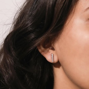 Round Shape Lab Grown Diamond Dangle Fashion Earring 14K Gold Tennis Diamond Earrings in Solid White Gold at Wholesale Price - Product Image 2