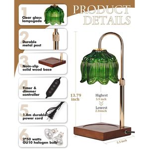 Lampada Scaldacandele Verde Regolabile in Altezza con Timer e Dimmer, Regalo Unico per Donne per Compleanno o San Valentino - Product Image 5