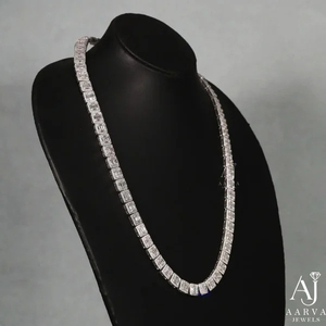 Collier ras-de-cou en argent 925 plaqué rhodium avec moissanite taille brillant ronde, style hip-hop unisexe, idéal pour mariage, fiançailles, cadeau - Product Image 5