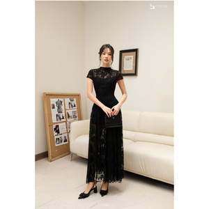 Robe longue en dentelle à corsage ajusté et ourlet évasé ET3226 – Vente en gros de robes florales pour femmes - Product Image 3
