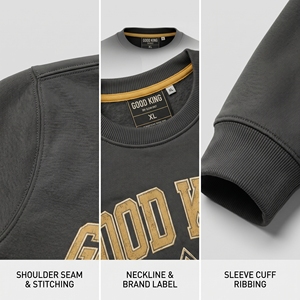 Sweat-shirt à col rond pour homme personnalisé, noir, lourd, imprimé sur le devant et le dos, en coton molletonné, streetwear, pull-over, fabricant OEM - Product Image 4