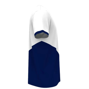 T-shirt à manches courtes pour homme, blanc et bleu marine, col rond, coupe classique, en coton tricoté décontracté - Product Image 3