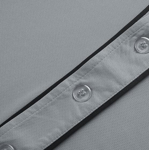 Maillot de baseball gris unisexe pour homme, style sportswear unique, avec manches rétro à fines rayures noires et boutons - Product Image 5