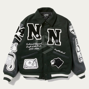 2026 Hot Selling Custom Embroidery Canvas Sleeve Waterproof Breathable Eco-Friendly High Street Style <b>Varsity</b> <b>Jacket</b> for <b>Men</b> - Product Image 2