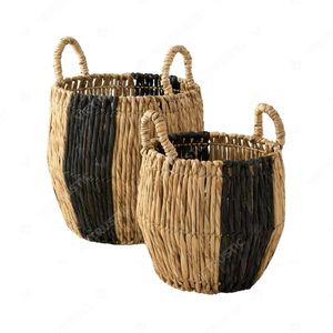LINEAR Baskets For Storage Hyacinth Basket Laundry Bin Bathroom Laundry <b>Hamper</b> With Handles - Product Image 6
