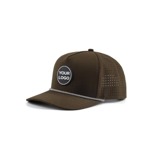 Factory OEM Breathable <b>Waterproof</b> Rope Golf Hats 6 Panel Custom Logo Rubber PVC Patch Adjustable Pre Curved Brim Sports Golf <b>Cap</b> - Product Image 2