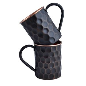 Taza de cobre martillada para Moscow Mule, acabado negro, con asa, para el hogar, para regalos corporativos, venta al por mayor - Product Image 1