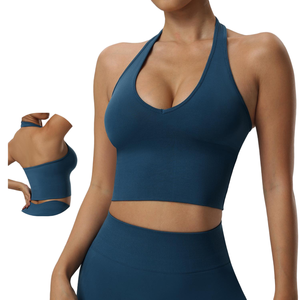 Nuevo Diseño Conjunto de Sujetador Deportivo y Top para Mujer, Logotipo Personalizado, Venta al por Mayor, Alta Elasticidad en 4 Direcciones, Spandex/Poliéster, Soporte Medio para Ejercicio - Product Image 4
