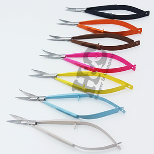 New High Quality Curved Stainless Steel <b>Left</b>-<b>Handed</b> Eyebrow <b>Scissors</b> Beauty Tools Rubber Handle Customized Logo - Product Image 3