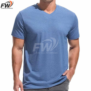 T-shirt homme 100% coton, nouvelle conception OEM, coupe ample, imprimé uni, respirant, décontracté, col rond, col en V, pour le fitness. - Product Image 1