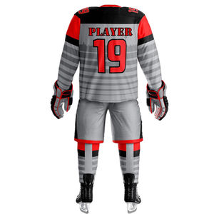 Uniforme de hockey sur glace personnalisé sublimé, maillot rayé rose et noir pour homme, pantalon, manches longues, respirant, toutes saisons, vêtements de sport pour adultes - Product Image 4