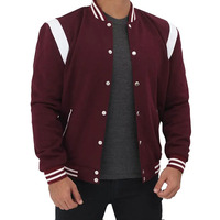 Veste de baseball universitaire pour hommes, personnalisable avec logo, haute qualité, été, col en V, en toile de laine, longue, imperméable, respirante et légère