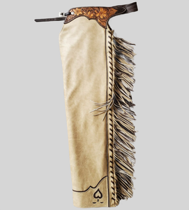 "Premium Western Leather <b>Chaps</b> <b>Cowboy</b> Riding Gear Durable & Comfortable Adjustable Fit Handmade for Horse Riding & Rodeo - Product Image 1