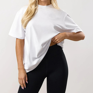 Camiseta de Manga Corta para Mujer, Cuello Redondo, Color Sólido, Corte Holgado, Transpirable y Absorbente de Humedad, Venta al Por Mayor, Mejor Calidad - Product Image 1