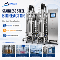 Biorreactor de Sobremesa de Acero Inoxidable de 30 Litros, Fermentador con Sonda de PH, Recipiente a Presión y Motor para Levaduras de Laboratorio a Pequeña Escala