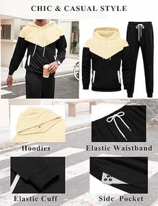 Conjuntos de 2 piezas para hombre, sudadera con capucha de colores en bloques, pantalones deportivos, conjunto informal deportivo para hombre - Product Image 6