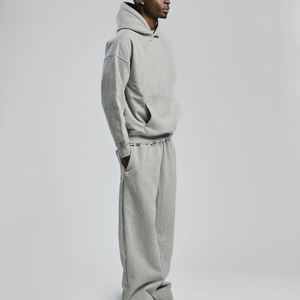 Conjunto de Sudadera con Capucha Oversize y Pantalones Anchos de Felpa para Hombre, Chándal de Forro Polar Pesado, Ropa Urbana, Venta al por Mayor OEM - Product Image 2