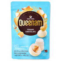 Expédition rapide professionnelle OEM/ODM Dragées HALAL 75G aux amandes, noix de cajou et noix de macadamia enrobées de chocolat au yaourt Queenam