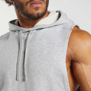 Factory Wholesale Custom Embroidered Solid <b>Men's</b> Sports Running Slim Fit Sleeveless Fleece Hoodies Plus Size <b>Men's</b> Sweatshirts - Product Image 3