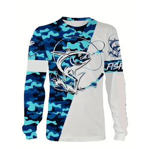 เสื้อตกปลาแบบยูนิเซ็กซ์ ลายพราง ป้องกันรังสียูวี UPF 50 แขนยาว เหมาะสำหรับกิจกรรมกลางแจ้ง ผลิตจากโพลีเอสเตอร์ 100% ระบายอากาศได้ดี - Product Image 1