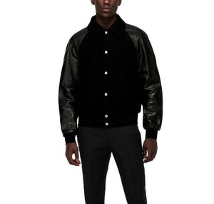 Chaqueta universitaria de lana con logotipo personalizado OEM, chaquetas con letras de béisbol bordadas, chaqueta Vintage para hombre - Product Image 1