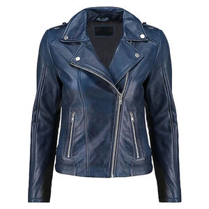 Chaqueta de Motocicleta Casual con Diseño de Cremallera para Viajes al Aire Libre, Chaqueta de Cuero para Mujer, de Alta Gama, Duradera, con Bordado de Rayas - Product Image 1