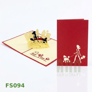 ANN HANDICRAFT Handmade 3D Walking Girl Pop-up Friendship Card 4-Color Die-Cutting Printed Paper <b>Matte</b> <b>Varnishing</b> for Mother's - Product Image 2