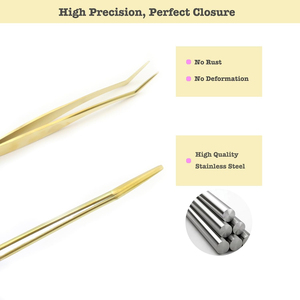 Gold Plated <b>Eyelash</b> Tweezers Smooth Tip Precision Lash Extension Tool Professional Beauty Salon Use Makeup <b>Applicator</b> fine tip - Product Image 5