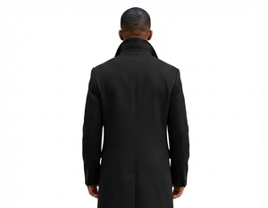 Men's Long <b>Wool</b> Double Breasted Trench Coat Turn-down Collar Solid Color Overcoat Regular Fit White <b>Pants</b> Outfit - Product Image 4
