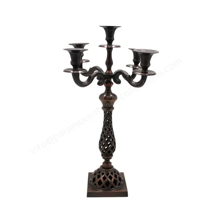 Casa Decorativo Designer De Luxo Bronze Terminado forjado 3 braço candelabros de casamento