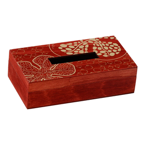 Caja de pañuelos de madera con estampado de esmalte y diseño de patrón mediterráneo, organizador para decoración del hogar y la oficina - Product Image 3