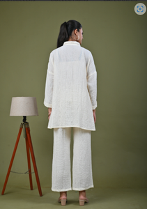 ชุดเซ็ตผ้าไหมไอวอรี่แบบย่นสไตล์คาฟตัน - Product Image 4